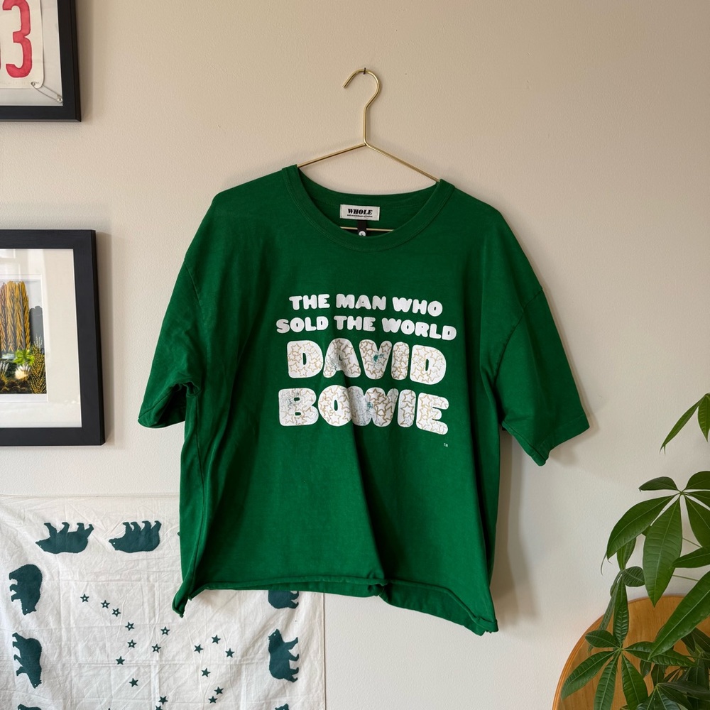 David Bowie Green Graphic Tee - Cropped